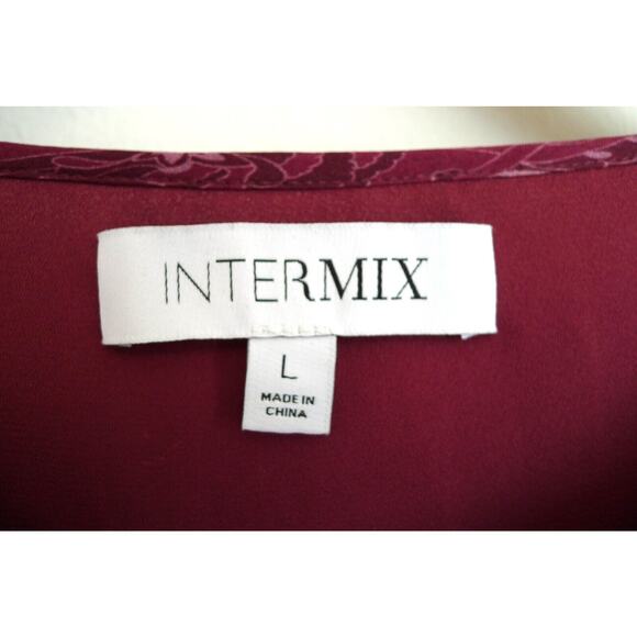 INTERMIX Kiera Silk Paisley Print Blouson Sleeve Keyhole Blouse Top L $228 - Picture 9 of 14